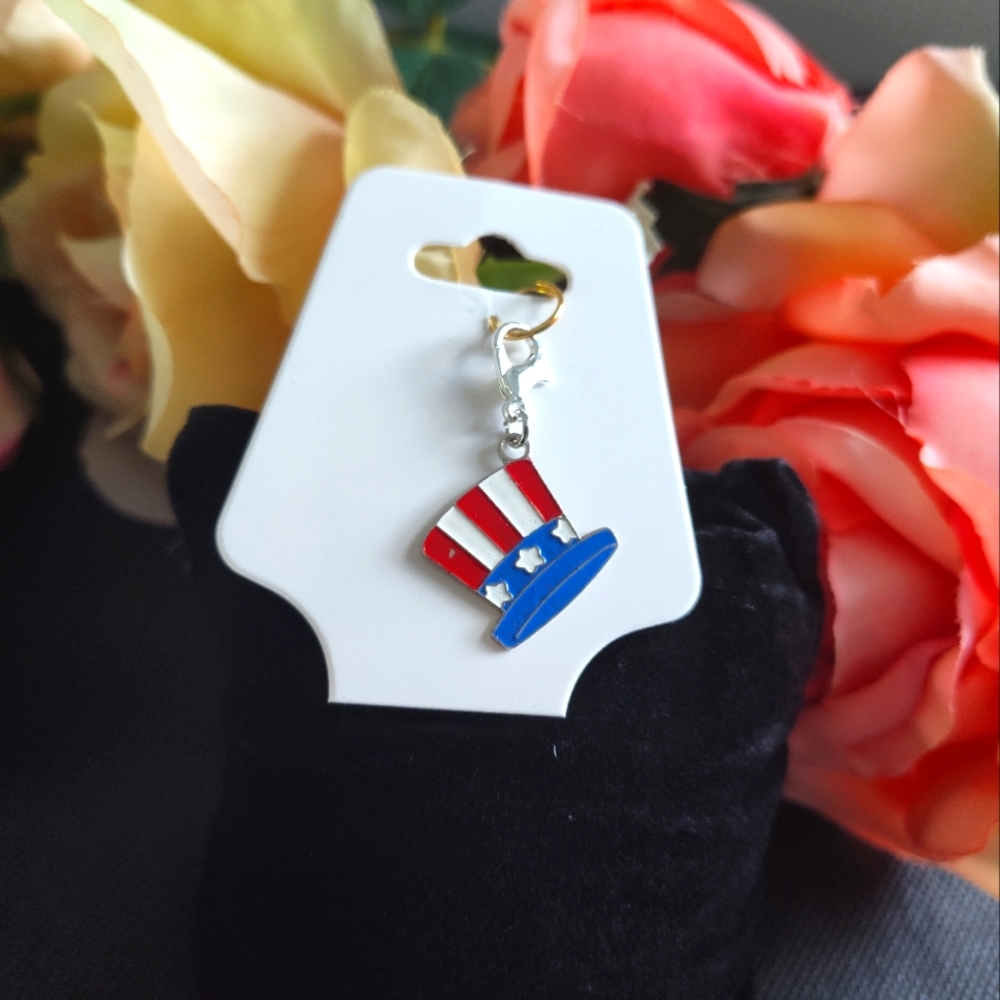 Election Day Red White & Blue Patriotic Uncle Sam's top hat Charm with C…